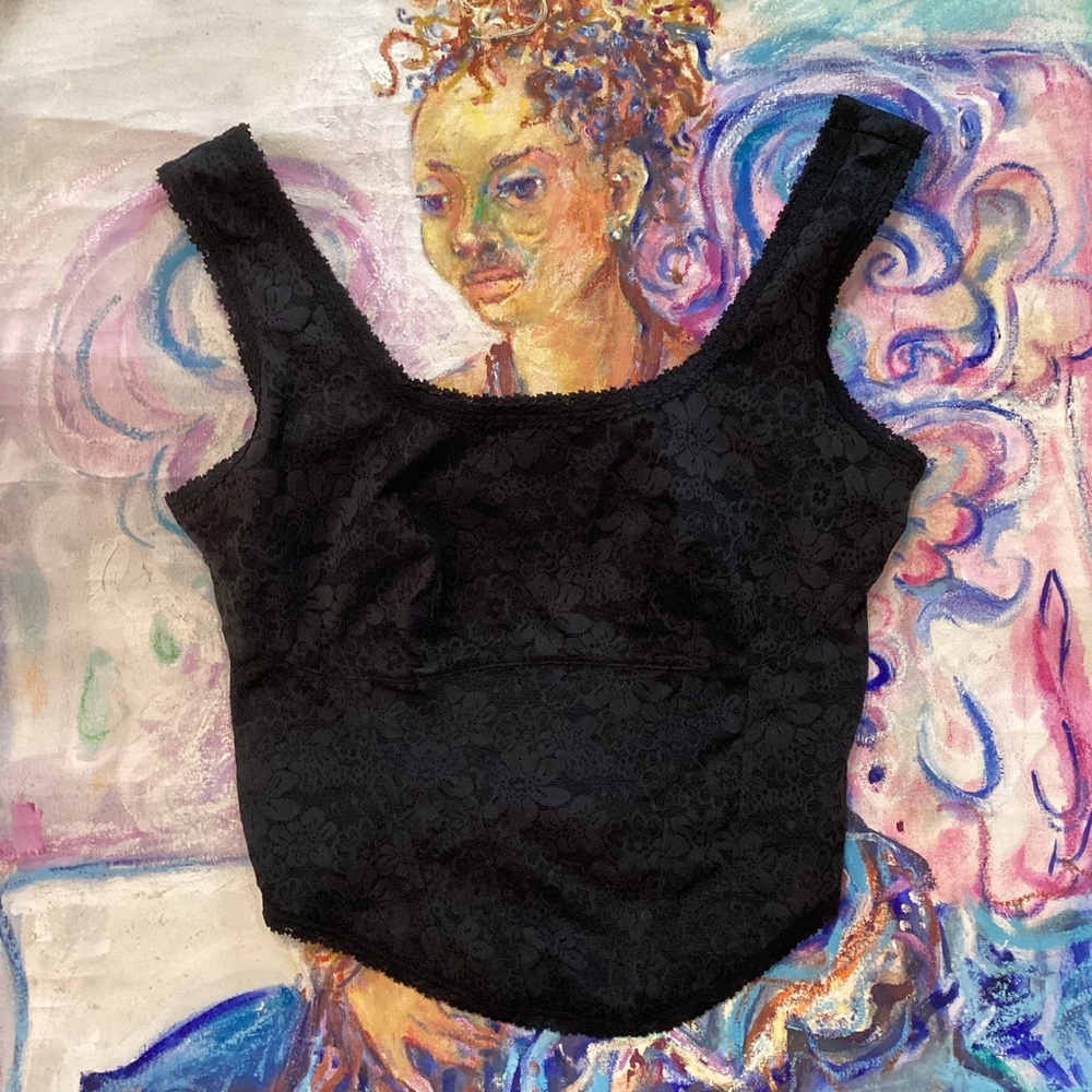 Victoria’s Secret Black Lace Stretch Corset Tank Top - Picture 2 of 5